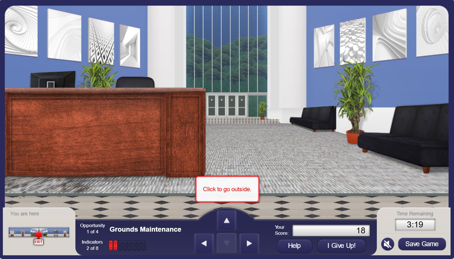 One of several rooms within the game environment available to explore