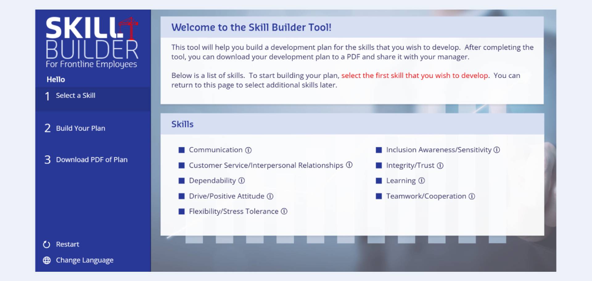 Digital tool interface